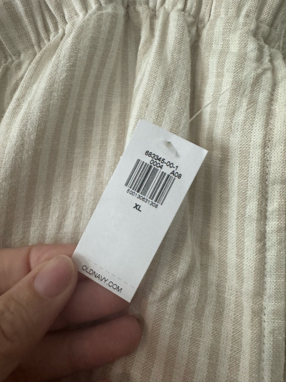 NWT Old Navy White/Tan Striped Linen Pants - Picture 2 of 5